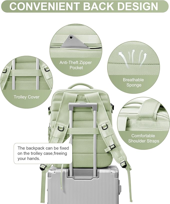 WONHOX Large Travel Backpack Carry on Flight Approved Laptop Work Business Backpack for Women Men Mochila de Viaje