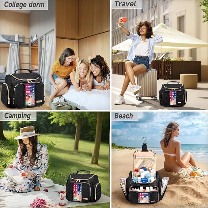 Large Toiletry Bag for Women Men,Bathroom Bag,Water Resistant Shower Bag,Makeup Bag,Portable Shower Caddy for College Dorm,Hanging Travel Toiletry Bag with Transparent Waterproof Phone Pocket