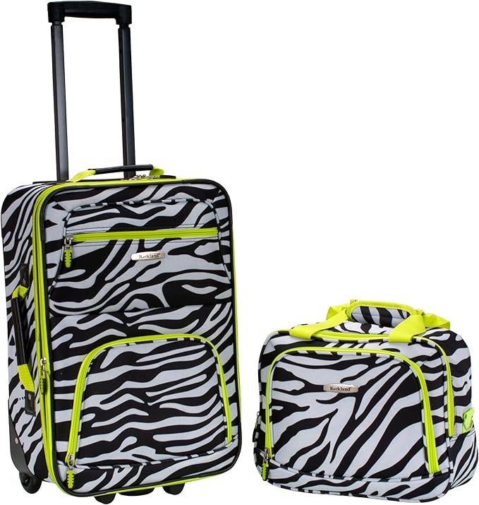 Rockland Fashion Softside Upright Luggage Set, Expandable, Lime Zebra, 2-Piece (14/19)