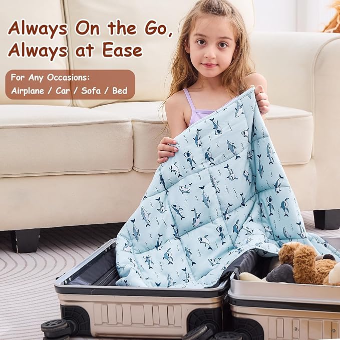 yescool Shark Weighted Lap Pad 2 Pounds Cooling Weighted Lap Pad, Small Weighted Blanket, Weighted Throw Blanket Gifts for Travel Indoor Outdoor, 20"x30"