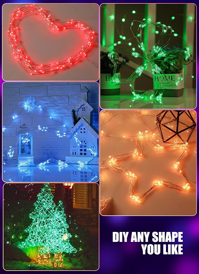 Minetom Upgraded Color Changing Fairy String Lights - 33 ft 100 LED 24 Colors USB Silver Wire Lights with Remote and Timer for DIY Bedroom Party Indoor Christmas Decoration, Adapter Included | USB Plug in, 100 LED, 24 Colors, Adapter Included, Lovely f...