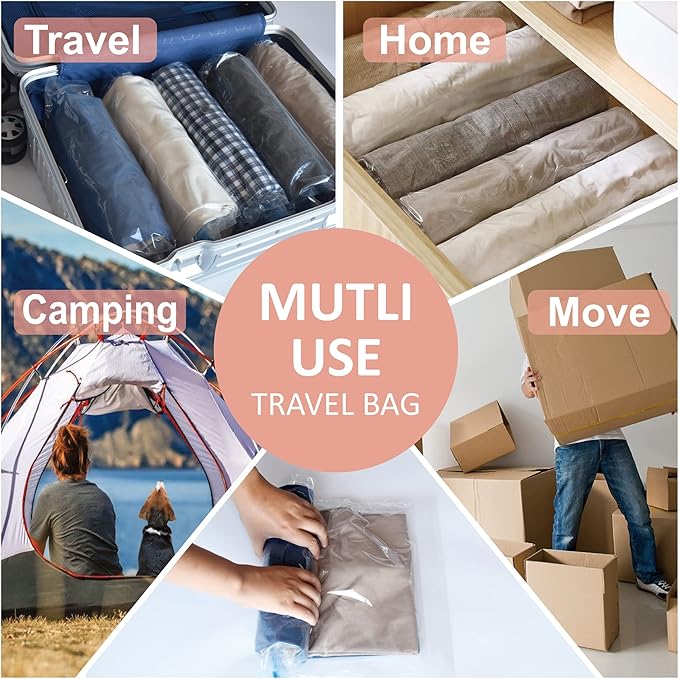 Cozy Essential Compression Bags for Travel - Travel Essentials - 20 Pack Space Saver Bags - No Vacuum Needed - Compression Packing Bags for Cruise Accessories