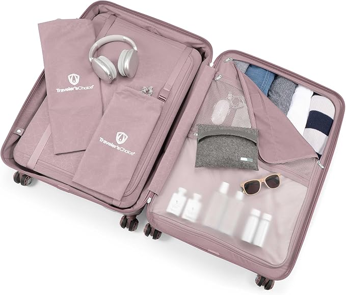 Traveler's Choice Ultimax II Polycarbonate Hardside Luggage with Spinner Wheels, Pink, 29-Inch Large Luggage