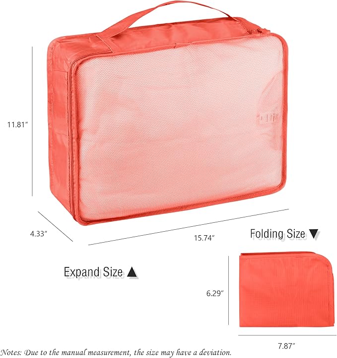 Packing Cubes Set, 2 Pcs Packing Organizers Set for Suitcases (Watermelon red)