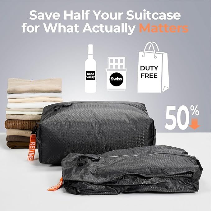 Classic Series Vacuum Bags for Travel Luggage with Wireless Pump, Compression Bags for Carry On Suitcases and Backpack, Vacuum Seal Packing cube for Cloth Packing (1PC + PUMP)
