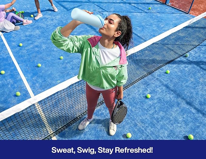 POWCAN 26 oz Insulated Water Bottle with 2-in-1 Straw and Spout Lid, Keep Cold 24H, Leak-Proof, Fits in Car Cup Holder, Stainless Steel Water Bottle for Sports, Travel, Gym, and School (Coastline)