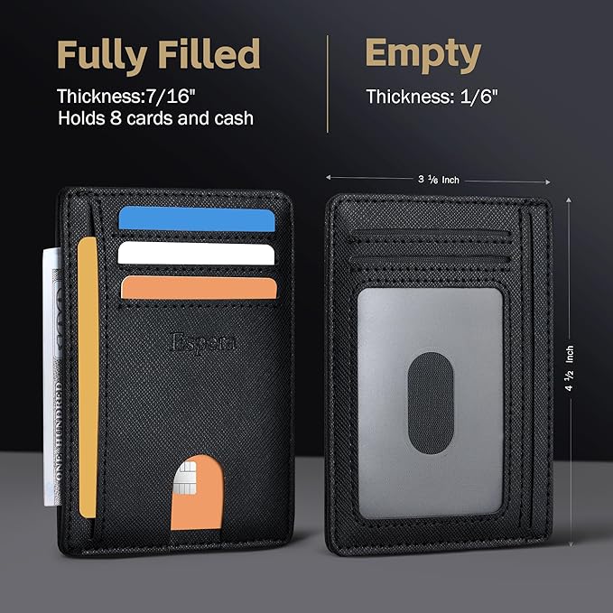 Espera Slim Minimalist Front Pocket Wallet for Men, RFID Blocking Credit Card Holder, Thin Travel ID Card Case, Gifts for Men