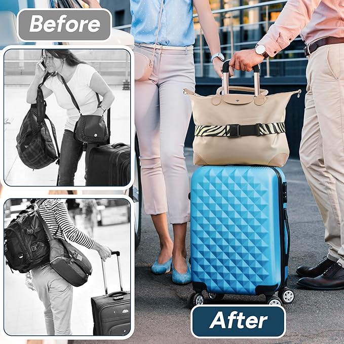 Travel Inspira Magnetic Quick-Release Travel Belt for Luggage Strap - Hands-Free, Lightens Load, Secures Multiple Bags, Adjustable & Lightweight for Effortless Travel