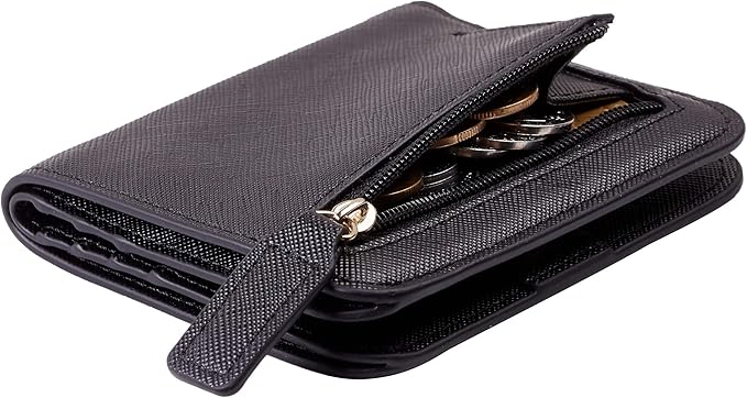 Toughergun Women’s Small Slim Leather Wallet with RFID Protection, Compact Bifold Mini Purse with Clear ID Window