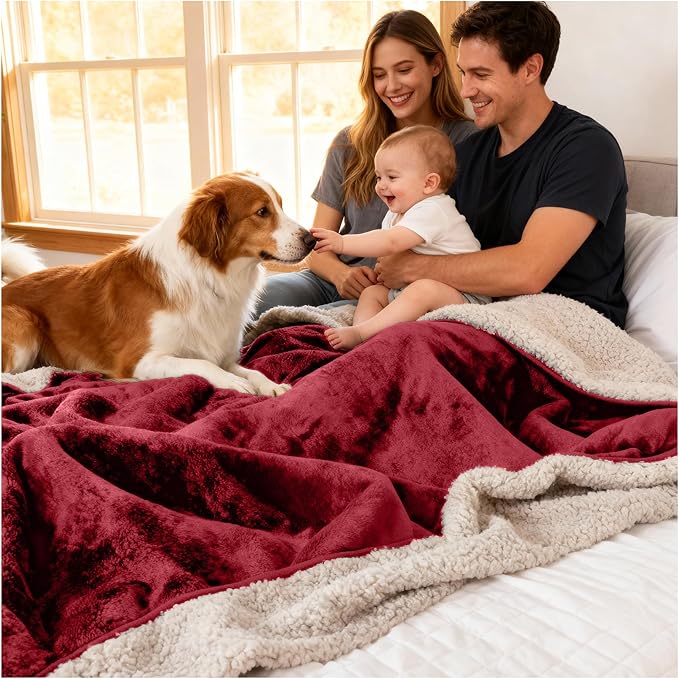 Sacred Weapon Blanket Waterproof and Stain Proof – Water Proof Blanket for Bed & Couch – Splash Throw Blanket VIP – Washable King, Queen Mattress Protector Waterproof – Dark Red 80"x80"