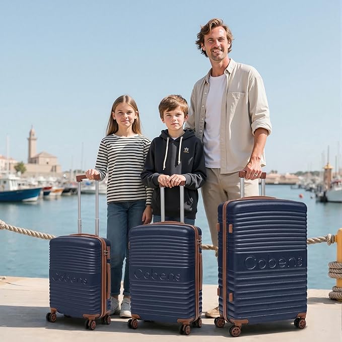 5 Piece Luggage Sets with Spinner Wheels and Tsa Lock, Hardshell ABS Suitcase Set, Lightweight Hardside Waterproof Travel Suitcases for Men Women, 20", 24", 28" DarkBlue