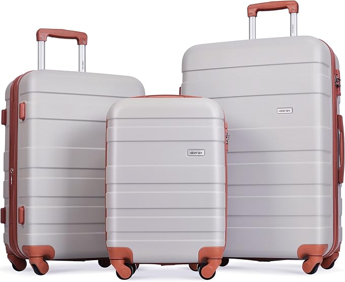 Luggage Set 3 Pcs, ABS Durable Lightweight, 360 Silent Spinner Wheels, Hardshell TSA Lock