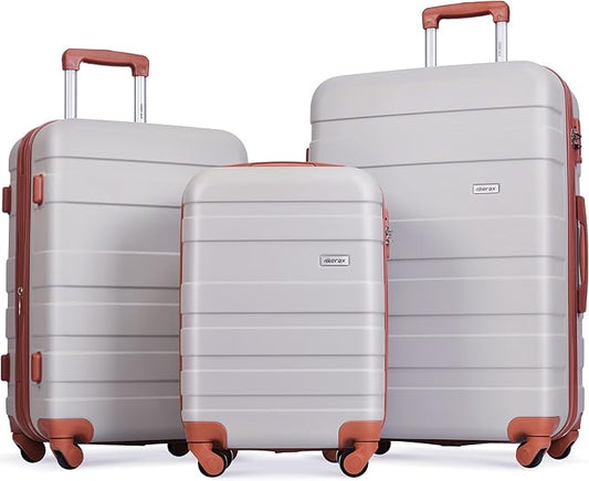 Luggage Set 3 Pcs, ABS Durable Lightweight, 360 Silent Spinner Wheels, Hardshell TSA Lock