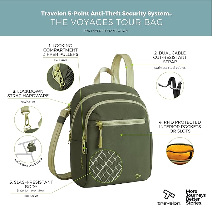 Travelon Unisex Adult Travelon Anti-theft the Voyages Tour Bag