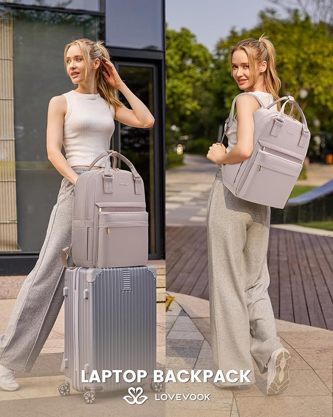 LOVEVOOK Laptop Backpack for Women 15.6 Inch Laptop Bag with USB Port, Fashion Waterproof Backpacks Teacher Nurse Stylish Travel Bags Vintage Daypacks for College Work