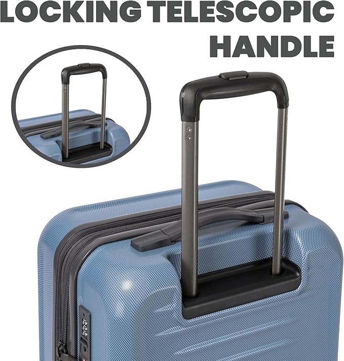 Spyder Rails Expandable Hardside Upright Suitcase with 360° Spinner Wheels, TSA Approved Lock (Denim, Medium Checked)