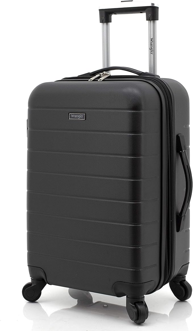 Wrangler Smart Spinner Hardside Luggage, 22-Inch Carry-On, Black