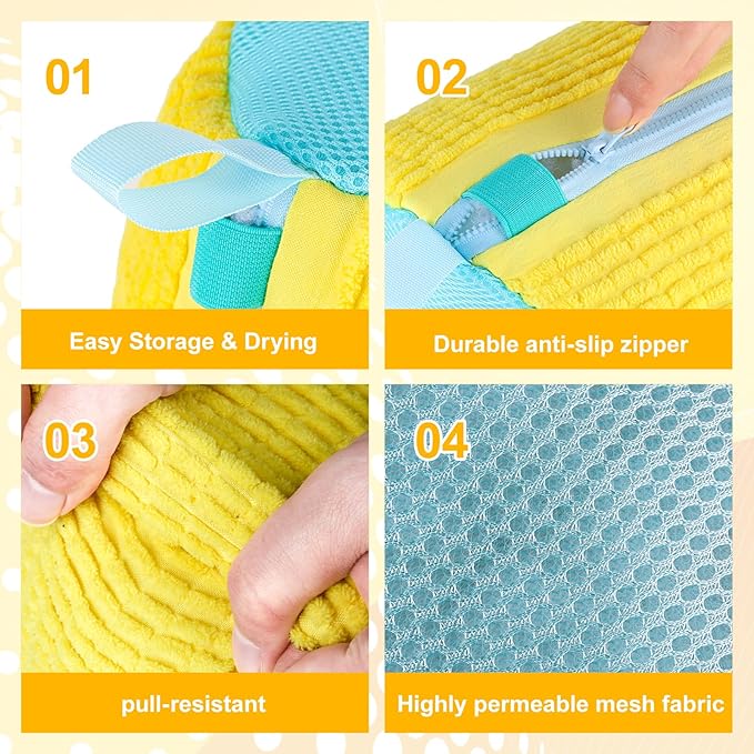 Shoe Washing Machine Bag,Laundry Shoe Bag For Washer And Dryer,Shoe Washing Bag for Washing Machine, Shoe Cleaning Bag For All Shoe Types Reusable Shoe Washing Bag(Yellow 2pcs)