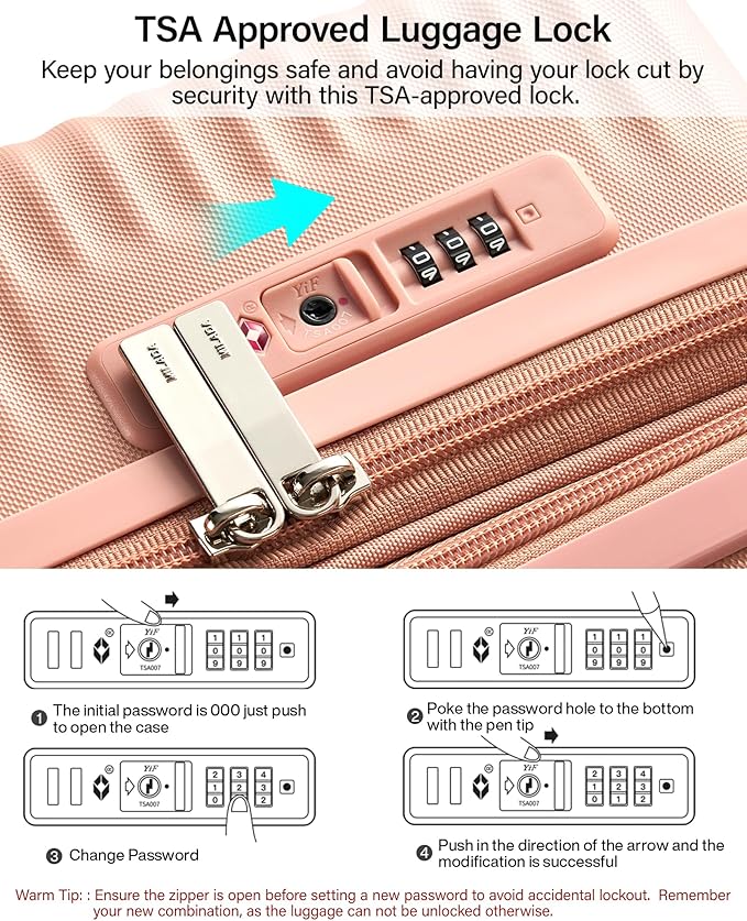 MILADA Expandable Carry On Luggage 20 Inch - Airline Approved Hardshell Suitcase with 8 Spinner Wheels, TSA Lock, Water-Resistant PC Shell, Lightweight & Durable for Travel, Pink
