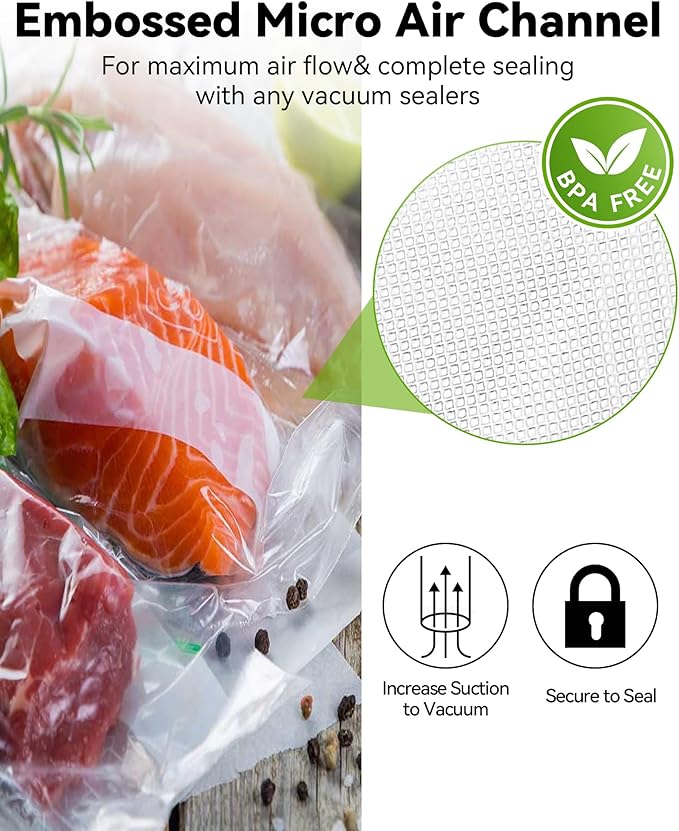 AENTGIU 400 Vacuum Sealer Storage Bags, 8x12 Inch Seal a Meal Bags, BPA Free Quart Bags, Compatible with All Heat Vacuum Sealers Machine, Heavy Duty, Ideal for vac storage, Meal Prep or Sous Vide