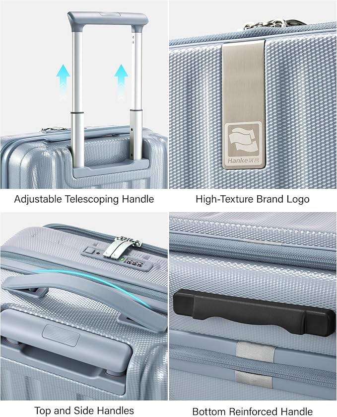 Hanke 26 Inch Expandable Luggage Top Opening Checked Bag Luggage Hard Shell Suitcases with Wheels Lightweight Travel Luggage Heavy Duty Luggage Suitcase with Lock for Woman Men-Grey