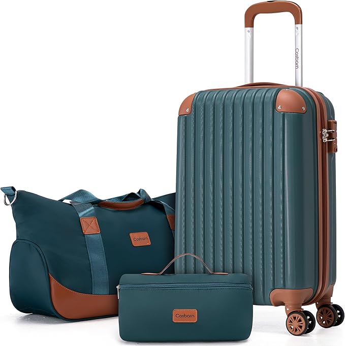 Carry On Luggage Sets 3 Piece, 20 Inch Luggage 22x14x9 Airline Approved with Wheels and TSA Lock, ABS Lightweight Hardshell Travel Suitcase Set with Duffel Bag Travel Bag for Men Women