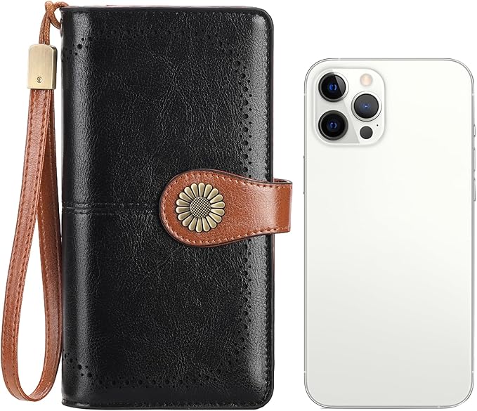 SENDEFN Wallets for Women Leather Credit Card Holder with RFID Blocking Large Capacity Wristlet | with RFID Blocking, Large Capacity, Wristlet, with RFID Blocking, Large Capacity, Wristlet