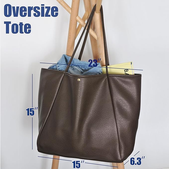 Oversize Pu Leather Tote Women Weekender Bag Shopper Handbag Travel Purse