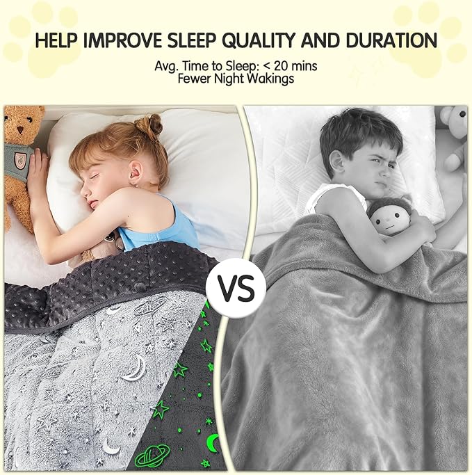 yescool Weighted Blanket 10 Pounds Weighted Lap Blanket, Glow in The Dark Star Heavy Blanket, Warm Minky Weighted Throw Blanket Gifts for 80-110lbs, 40"x60"