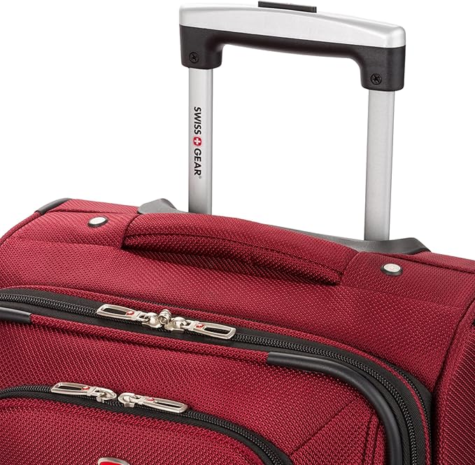 SwissGear Sion Softside Expandable Luggage – Carry-On Suitcase with 360 Degree Wheels & Retractable Handle – 21 Inch, Perfect for 1-3 Night Trips – Burgundy
