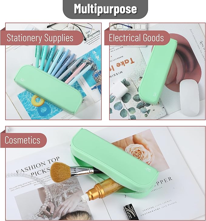 Mr. Pen- Silicone Pencil Case Pouch, Mint Breeze, Aesthetic Multipurpose Design, Aesthetic Pencil Case Small, Silicone Makeup Bag
