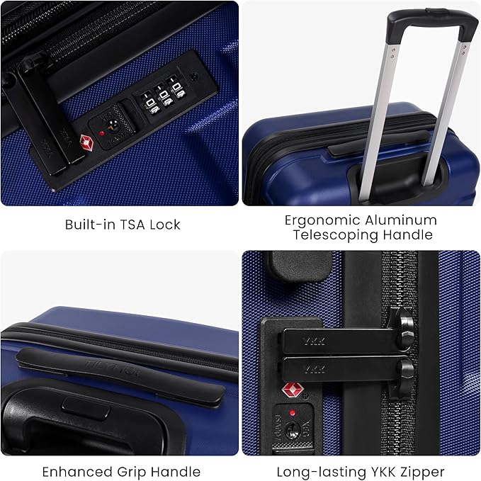 Hardside Carry On Luggage 22x14x9 Airline Approved with Spinner Wheels, Lightweight 20-inch Carry-On Suitcase for Men & Women, Blue