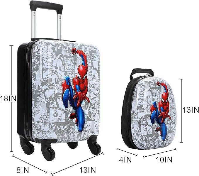 Bioworld Spider-Man In Pose Kids' 2-Piece Travel Set With Rolling Suitcase And Backpack