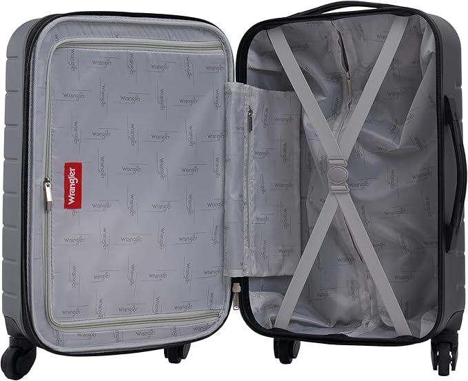 Wrangler Smart Spinner Hardside Luggage, 2 Piece Set, Dark Shadow