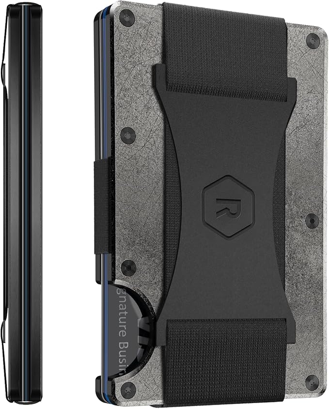 Ridge Wallet for Men - Slim Minimalist Compact Wallet and Card Holder, RFID Protected Front Pocket Wallets for Men with Integrated Cash Strap