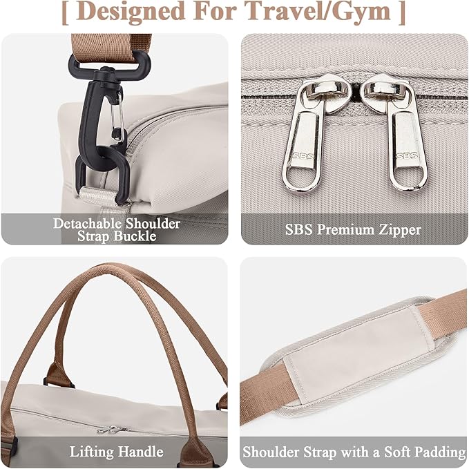 Travel Duffel Bag with Shoes Compartment, Carry on Overnight Weekender Bags for Women, For Spirit Airlines 18x14x8 Personal Item Bag