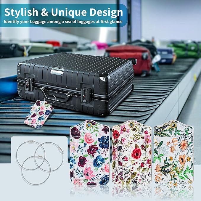 Fishent Luggage Tag, 3 Pack Travel Cruise Luggage Tags for Suitcases, Cute Suitcase Tags Identifiers Bag Tags with Privacy Flap, Baggage Name Tag for Women Men Luggage Backpack Handbag School Bag