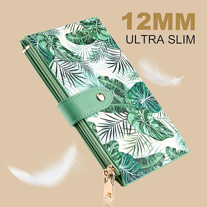 Travelambo RFID Wallet Women Large Size Bifold Multi Card Wallet Case with Zipper Pocke Credit Card Holder for Women