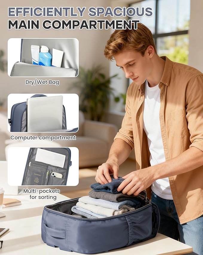 WONHOX Large Travel Backpack Carry on Flight Approved Laptop Work Business Backpack for Women Men Mochila de Viaje