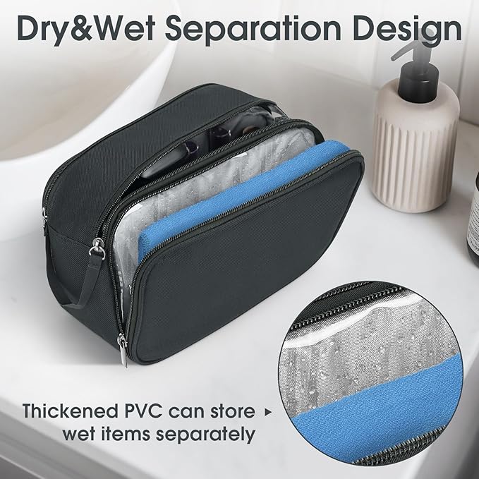 Wedama Toiletry Bag for Men, Handheld Travel Bag, Waterproof Toiletries, Thickened Polyester Dopp Kit, Toiletries Business Trips and Camping, Grey