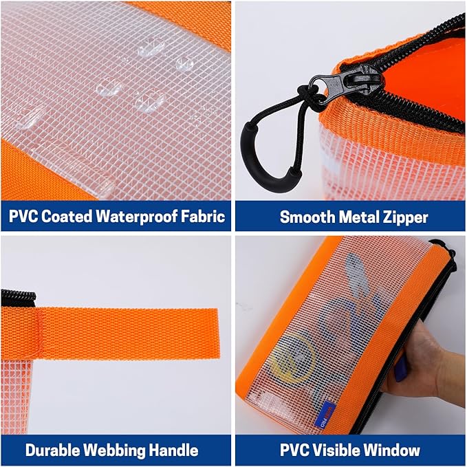Zipper Tool Pouches, Multi-Purpose Utility Tool Bags Organizer for Small Hand Tools, Screws, Nails, Hardware, Pliers & Wrenches, Storage Pouch Set for Electricians, Plumbers, HVAC & Mechanics