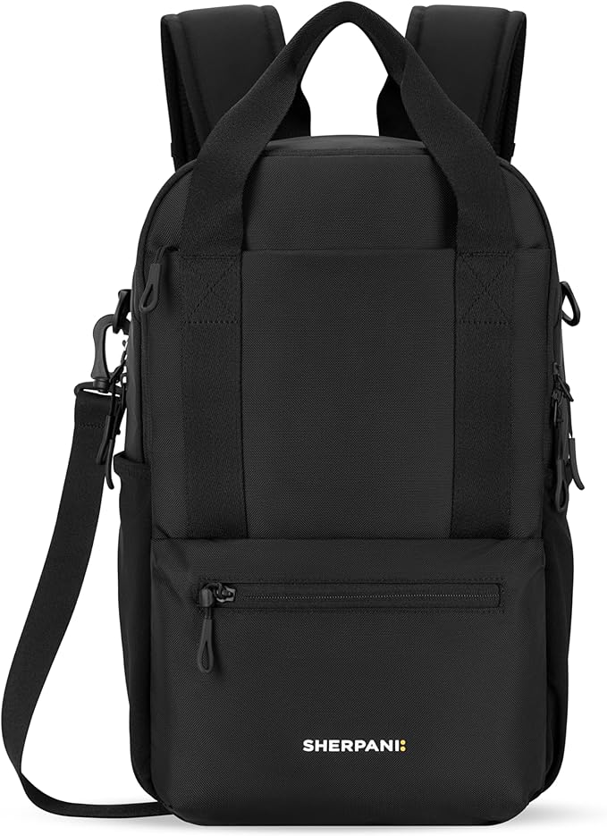 Sherpani Camden, Convertible Backpack, 3 in 1 Tote Bag, 18L Travel Backpack, Crossbody Bag, Cross Body Purse, Travel Gifts, RFID Protection, Fits 13” Laptop (Raven)