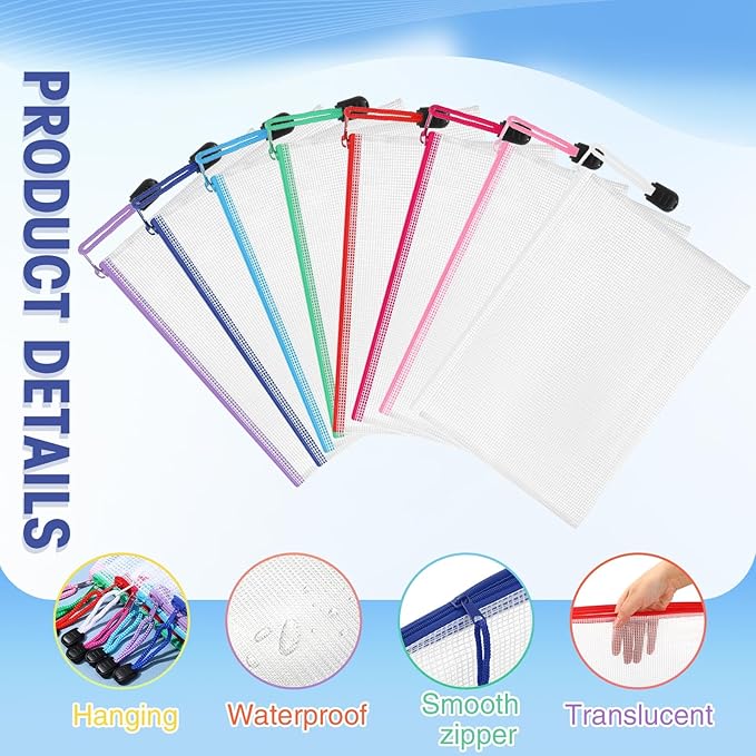 Jetec 32 Pcs Mesh Zipper Bags Toy Storage Bikini Organizer Bag Bolsas Para Guardar Trajes De Bano Waterproof Zipper Reusable Pouch Puzzle Multipurpose for Storage Office(Classic Color,7.5 x 5 Inch)