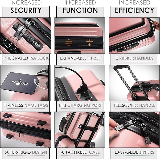 Hard Shell Luggage Sets with Spinner Wheels 4 Piece, Expandable Large Suitcases with TSA Lock, Travel Large Suitcase Set, Black Luggage Set