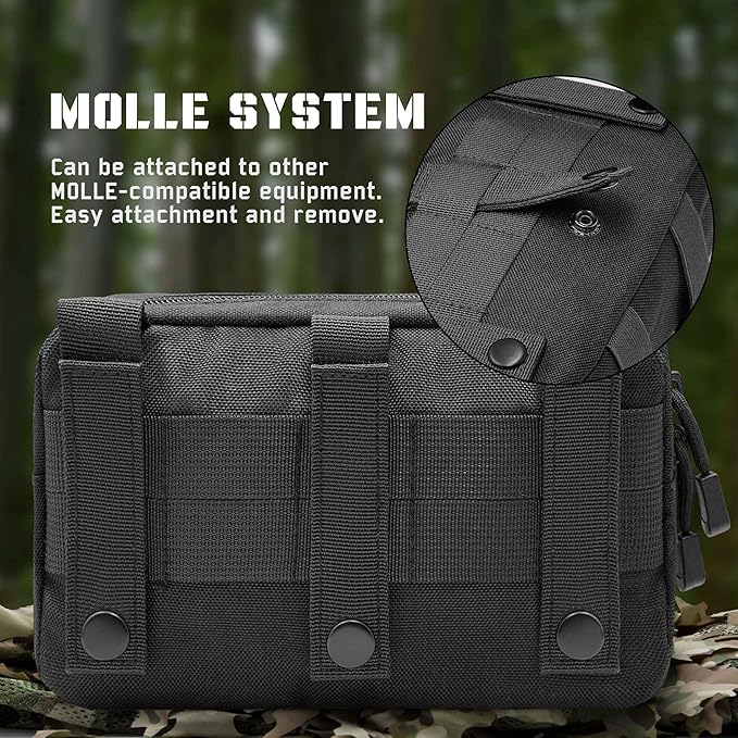 2 Pack 1000D Laser Cut Molle Pouches - Tactical Compact Water-Resistant Utility Admin Pouch for Vest Backpack Duty Belt Tactical Vests