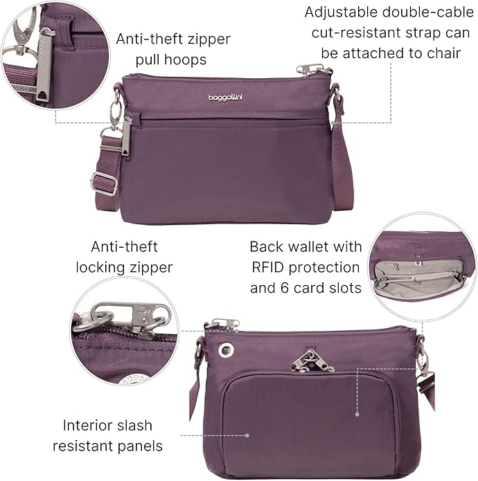 Baggallini womens Securtex Anti-theft Memento Crossbody Bag