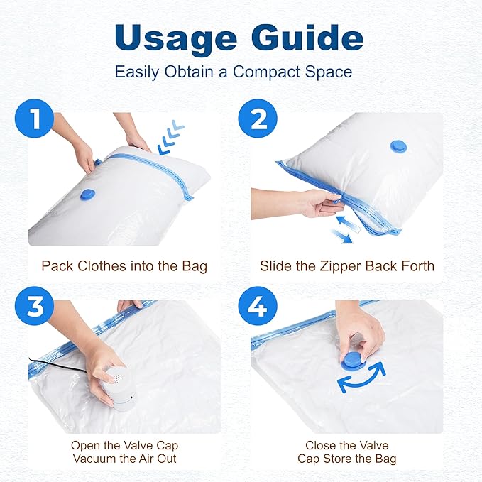 HOUSE DAY 10 Medium Vacuum Seal Bags For Clothing Travel, 80% Space Saving Travel Vacuum Bags with Electric Pump, Vacuum Storage Bags For Clothes, Blankets, Moving, Camping, Toys, Reusable & Durable