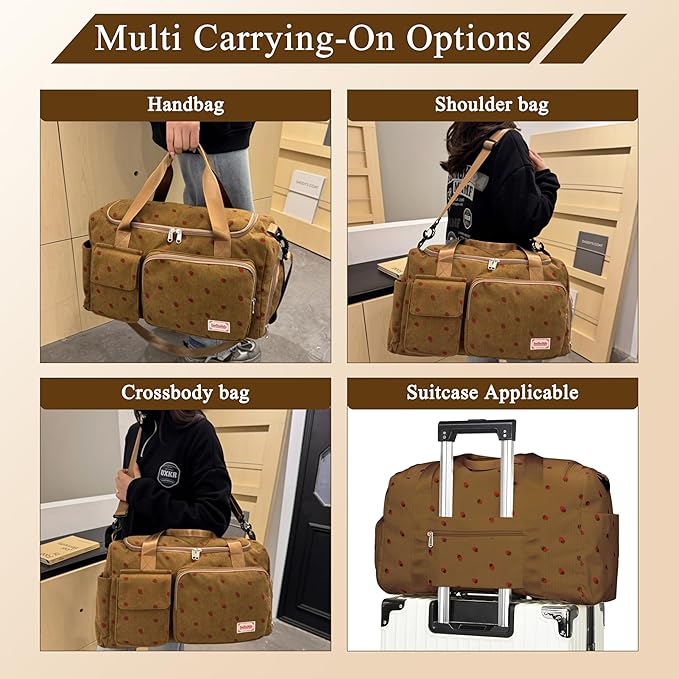 Small Gym Bags for Women, Travel Duffle Bag with Shoes Compartment, 4 in 1 Carry on Weekender Overnight Bag with Dry Wet Separated Pocket, Sport Gym Tote Bag for Yoga, Dance, Swimming, Workout, Ballet
