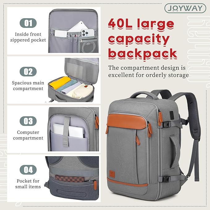 Joyway Expandable Luggage Sets 5 Piece, Lightweight Hard Shell Travel Suitcase Set with Spinner Wheels and TSA Lock, Grey