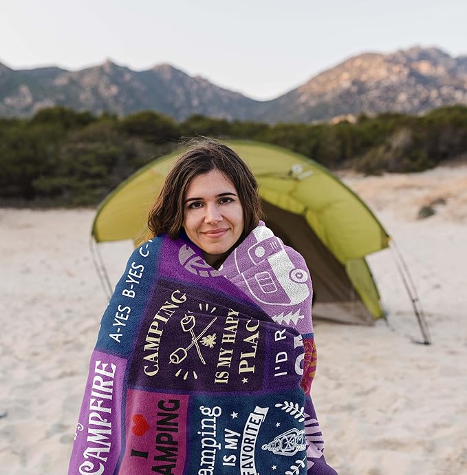 Cool Camping Gifts for Women/Men, Camping Blanket Essentials for Camp Lover, Gifts for Campers/Rv Owners, Camper Decor for Inside/Outdoor/Hiking Soft Throw 60x50in